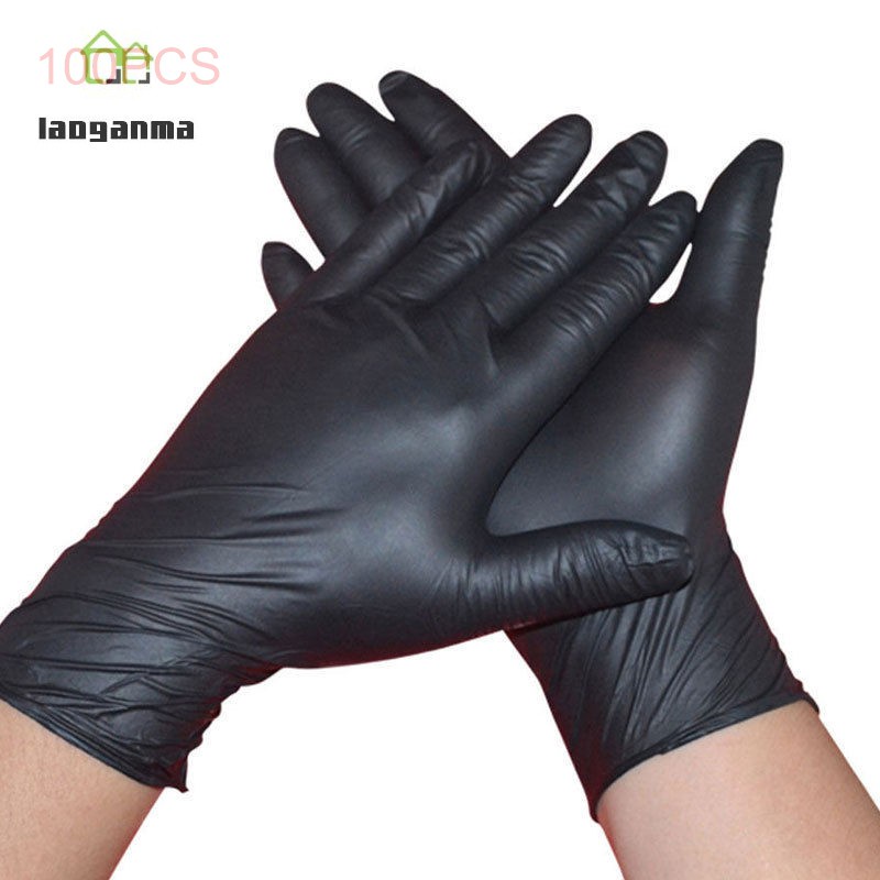 Olla de crack Máxima Aplicar 100 guantes desechables sin polvo mecánico nitrilo negro guantes para cocina  | Shopee Chile