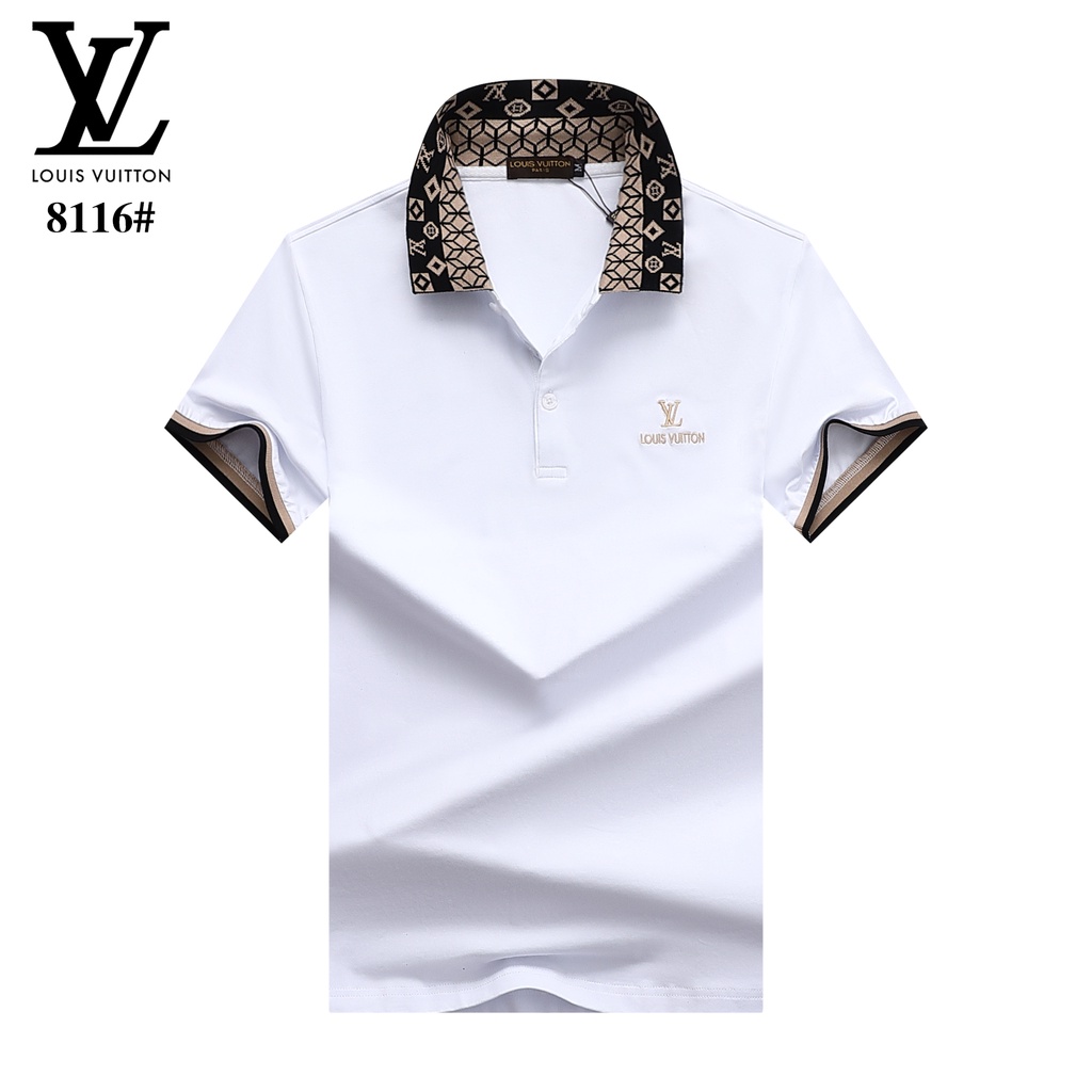 Louis Vuitton 2022 Diseños De Verano De Los Hombres De La Moda De Manga  Corta Polo De Color Sólido Camisas De Negocios Slim Ropa Casual
