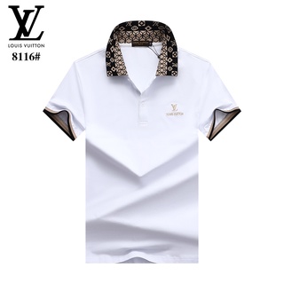 Louis Vuitton 2022 Dise os De Verano De Los Hombres De La Moda De Manga Corta Polo De Color S lido Camisas De Negocios Slim Ropa Casual