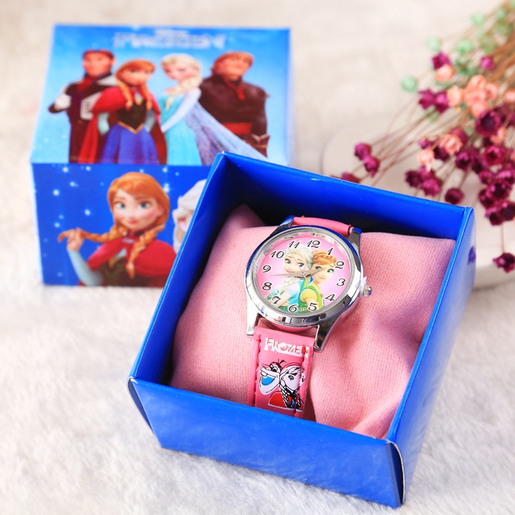 Frozen De Dibujos Animados Reloj Niñas Elsa Anna Princesa Niños Relojes  Correa De Cuero Lindo De Pulsera Regalos