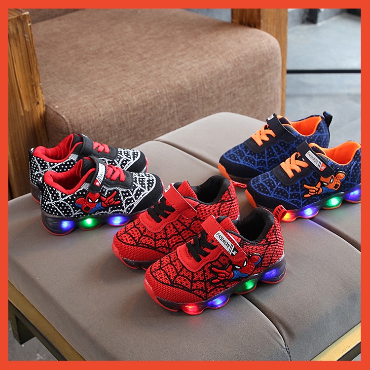 Zapatillas Casual Niño Spiderman Luces Azul