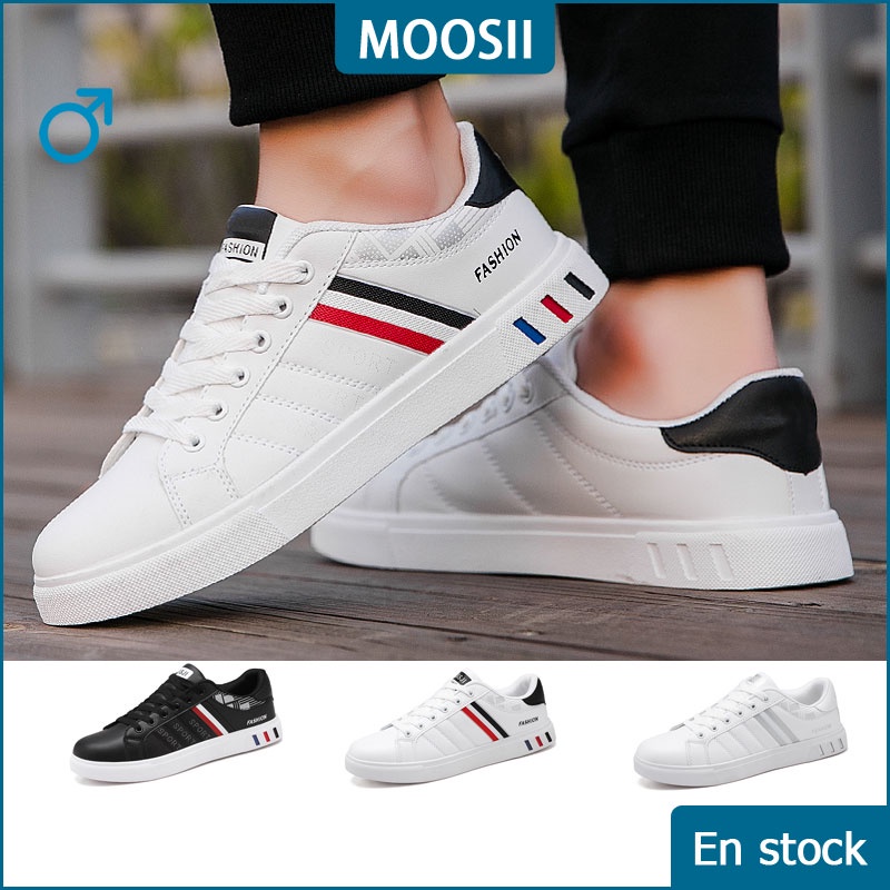 MOOSII Zapatos de goma para hombre Zapatillas blancas coreanas Hombre Zapatos casuales de cuero 3 Tama o de color 39 44 MS1204