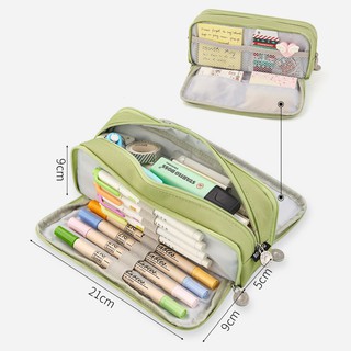 Bolsa De Lápic De Lona Portátil Para Tudiant, Bolsa De Almacenamiento De Suministros Colar, Bolsa De Papelería De Gran Capacidad Con Soporte Para Bolígrafos, Tuche Para Bolígrafos Con Cinturón De Rejilla