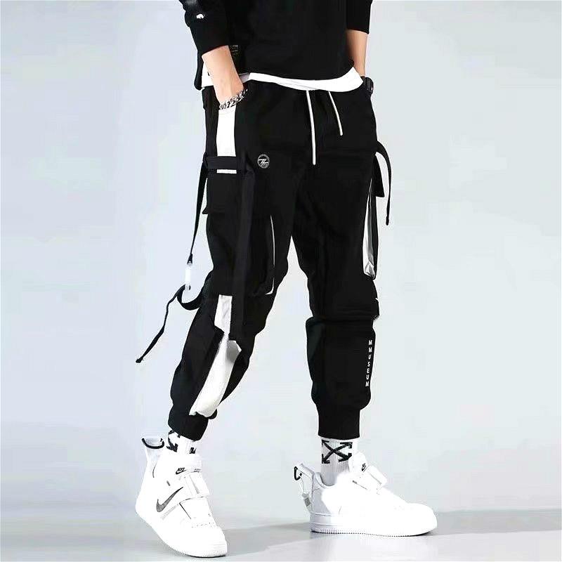 2021 nuevo Hip hop Jogger hombres negro Cargo har n mono Multi