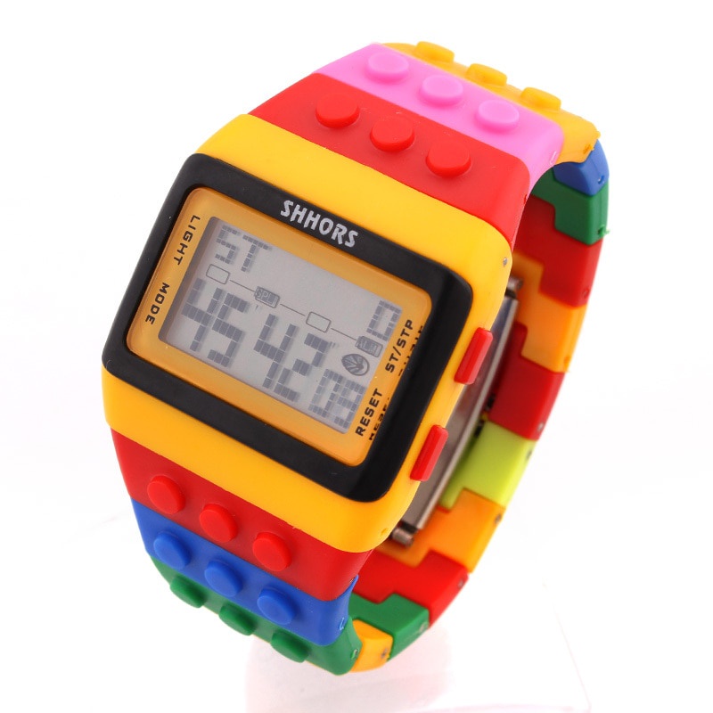 Shhors Block Reloj Ninos Ninas Juguete Colorido Construccion Lego Whatch Alarma Deportes LCD Pantalla Digital Unisex De Pulsera Shopee Chile