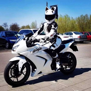 Casco de motocicleta para niña, casco de oreja de gato, casco de  motocicleta eléctrico personalizado con orejas de gato, casco abatible para  cuatro