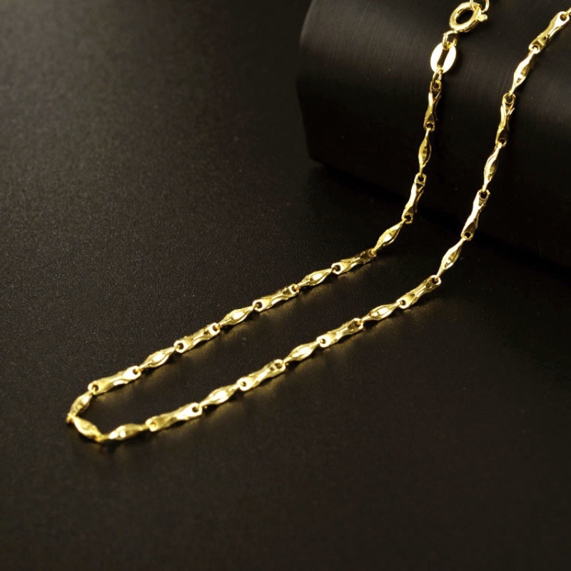 NKlaus Cadenas Largas De Plata De Ley 925 Chapada En Oro Amarillo, 42 Cm, 45 Cm