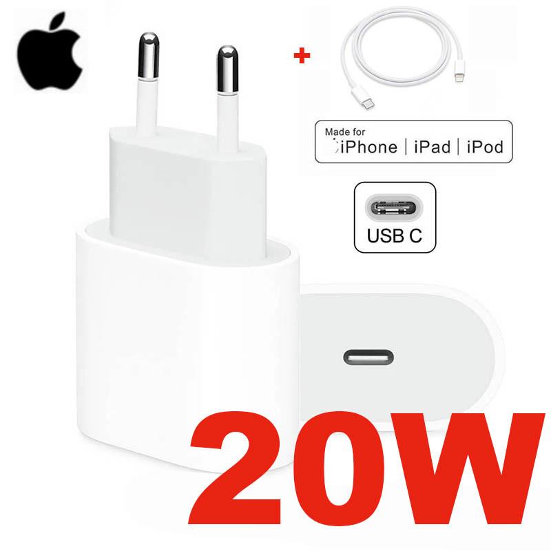 Adaptador de corriente USB-C de cargador rápido original 20w para Apple  Iphone para Iphone 11 12 Mini Pro Max