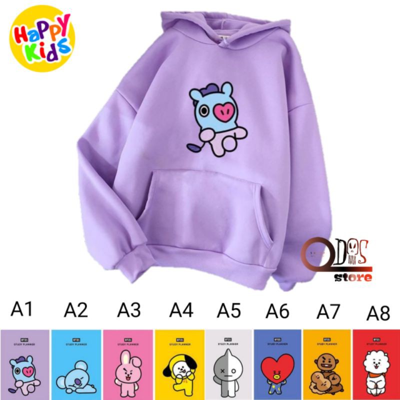 Sudadera con capucha para niñas de 4 a 12 años anime bts21 | Chamarra  suéter infantil Bts21