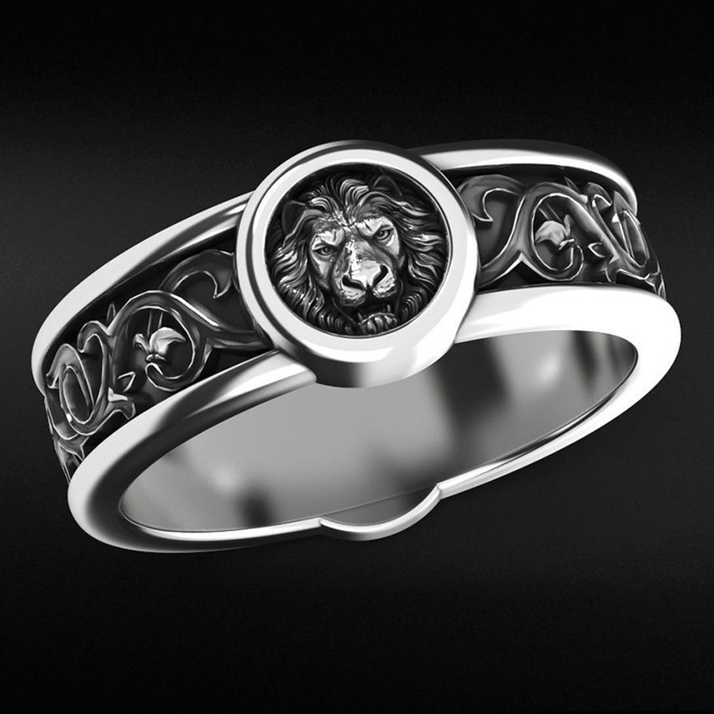 Anillo De Plata Con Cabeza De Le n Para Hombres Moda Dise o