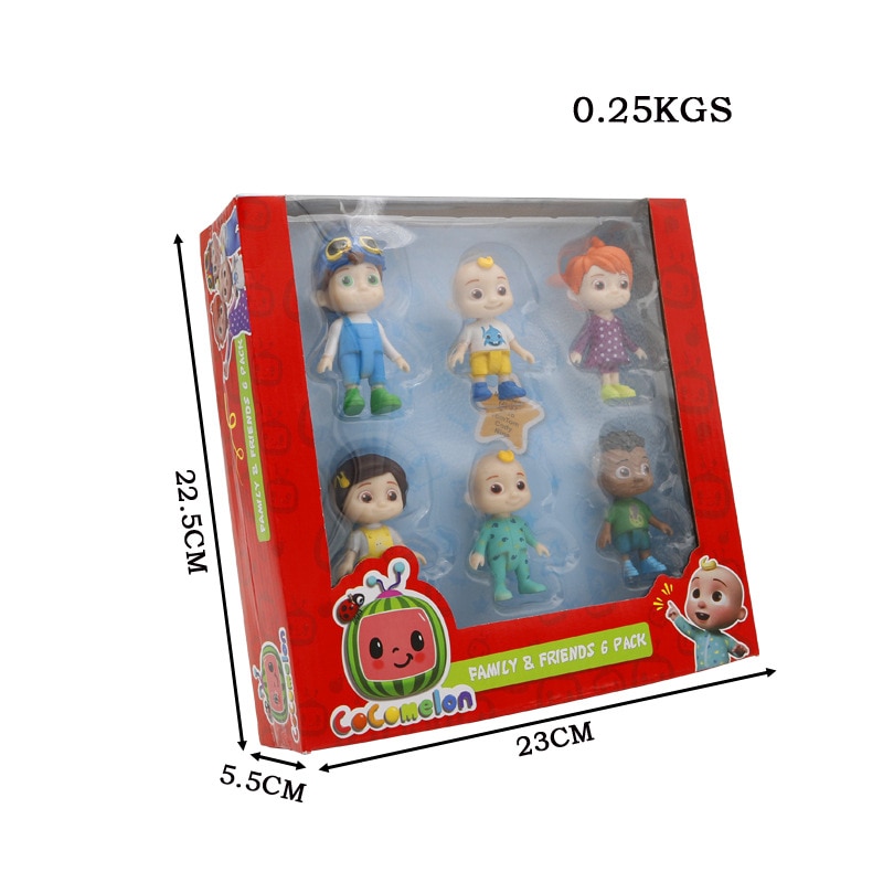 6pcs Set Cocomelon Familia Y Amigo 6 Pack JJ Figura Juego Juguete Tubo Cake Topper Coleccionables Ninos