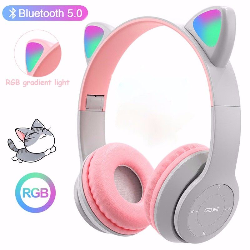 Auriculares Auriculares inalámbricos Bluetooth para niños Cute Cat Ears  Bluetooth 50 con micrófono y control de volumen