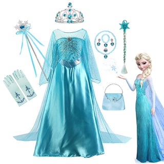 Disney Frozen Girls Dress Elsa Princess Cosplay Costume Kid Fancy Children  Gowns Vestidos Snow Queen