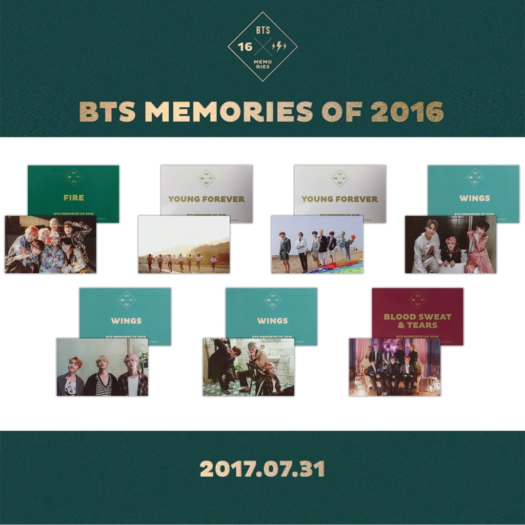 Kpop BTS MEMORIES OF 2016 Photocards for Army Gift