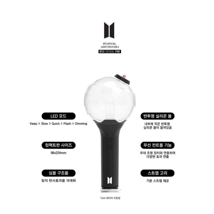 READYSTOCK] BTS Lightstick Oficial Ver 3 Army Bomb Bluetooth Para