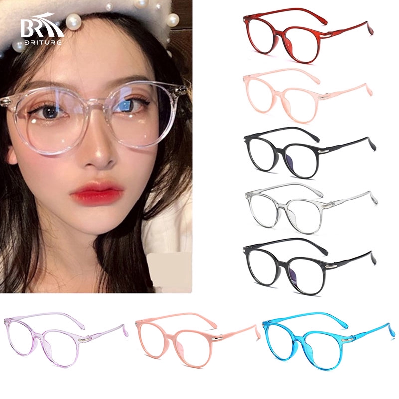 BRT anteojos redondos antiazules de moda coreana marco de Color caramelo proteger ojos gafas de vidrio liso para estudiantes Shopee Chile