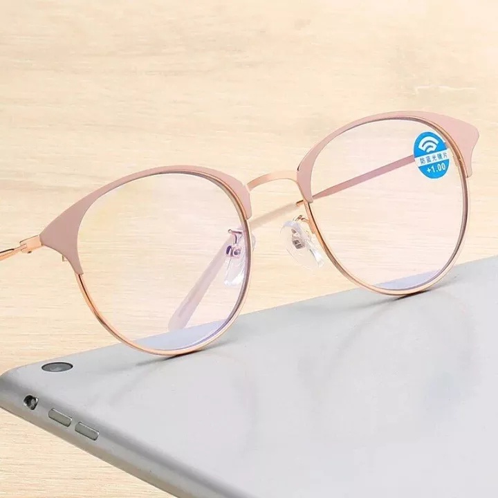 Gafas De Lectura Redondas Retro Rosa Para Mujer Anti Azul Presbopicas Con Grado 100 A 400 Shopee Chile