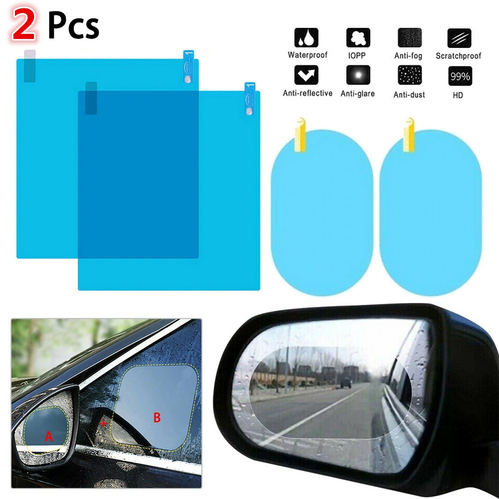 2Pcs espejo trasero de coche película protectora antiniebla ventana  transparente a prueba de lluvia espejo retrovisor protector suave película  Auto accesorios