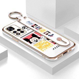 Fundas Para Xiaomi Redmi Note 11 Pro + 5G 4G/5G 11S (Con Pulsera) Suave  Borde Cuadrado De Dibujos Animados (Mickey Minnie) Patrón Cubierta Trasera  Teléfono Funda