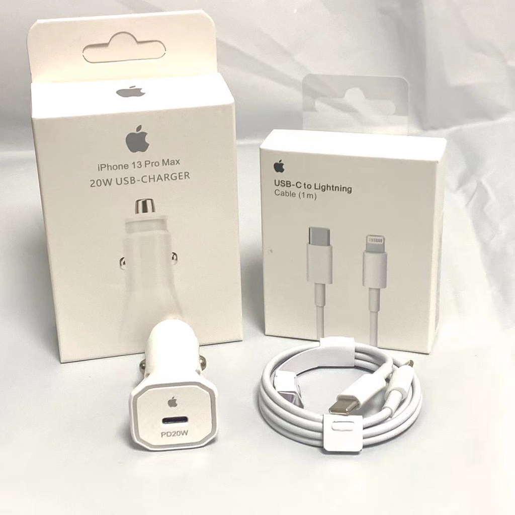 Cargador Rápido para iPhone o Apple de 20W tipo C cable Lightning