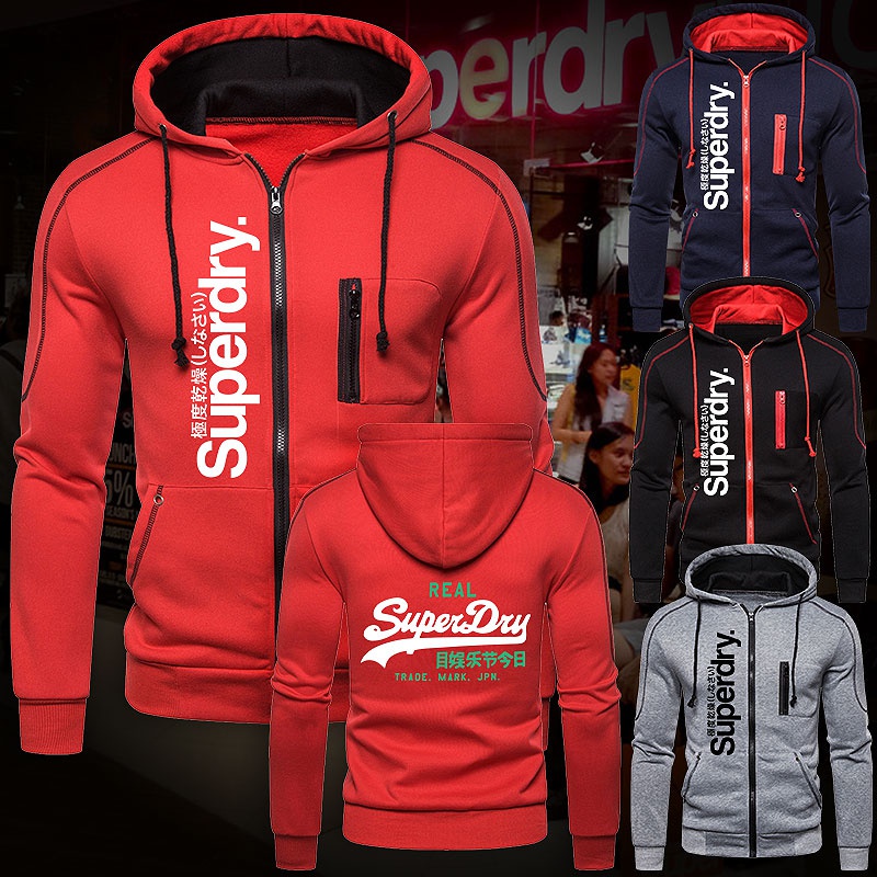  Superdry Chaqueta casual con cremallera para hombre