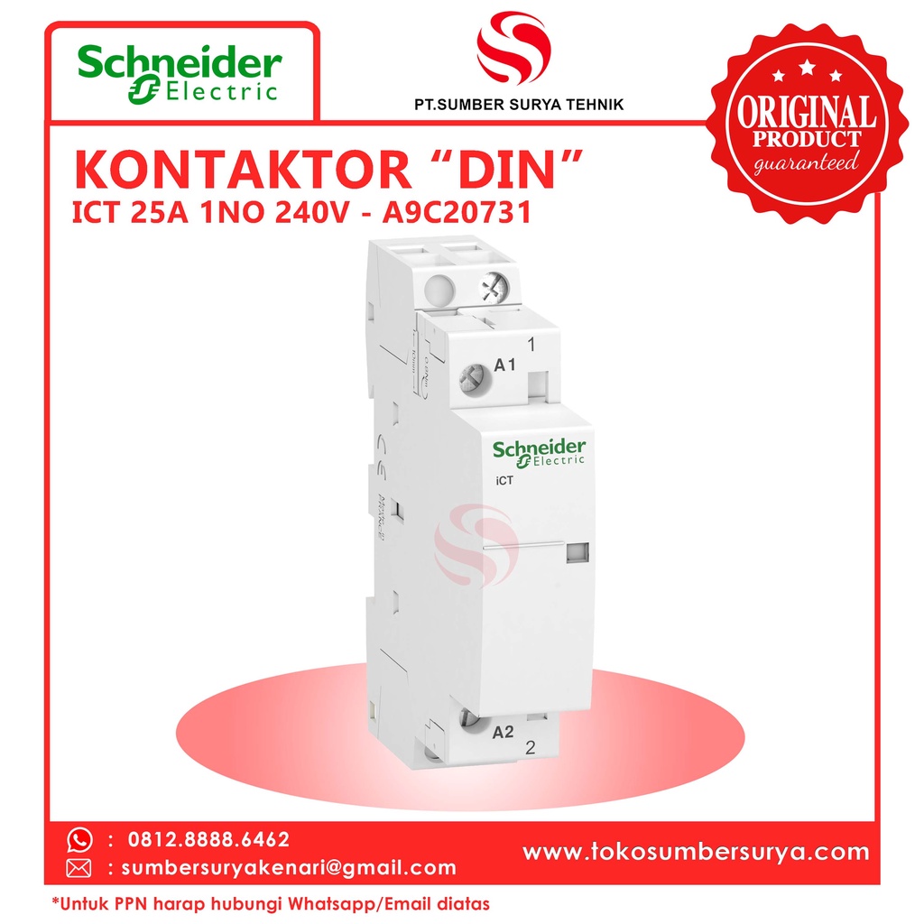 Contactor DIN iCT 25A 1NO A9C20731 Schneider | Shopee Chile