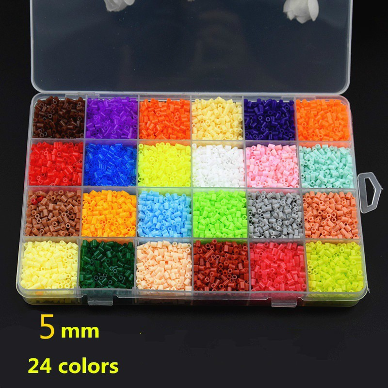 24 Colores Perler Beads 5mm Hama Beads Niños Juguetes Diy