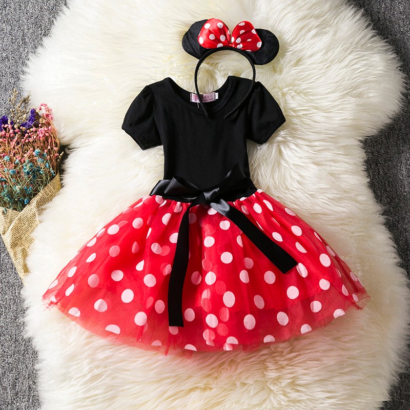 Fancy niños niñas tutú Minnie Mouse puntos vestidos princesa