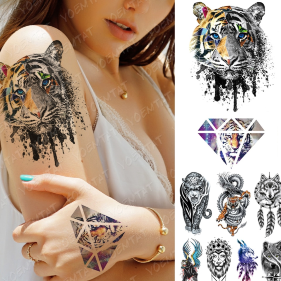 Club Nocturno , bar , Personalidad Caliente En Europa Y América Filipinas  Calienteadecuado Para Los Jóvenes Ofertas Impermeable Tatuaje Temporal  Sticker Geométrica Tigre León Lobo Zorro Flash Tatuajes Dragón Arte  Corporal Brazo