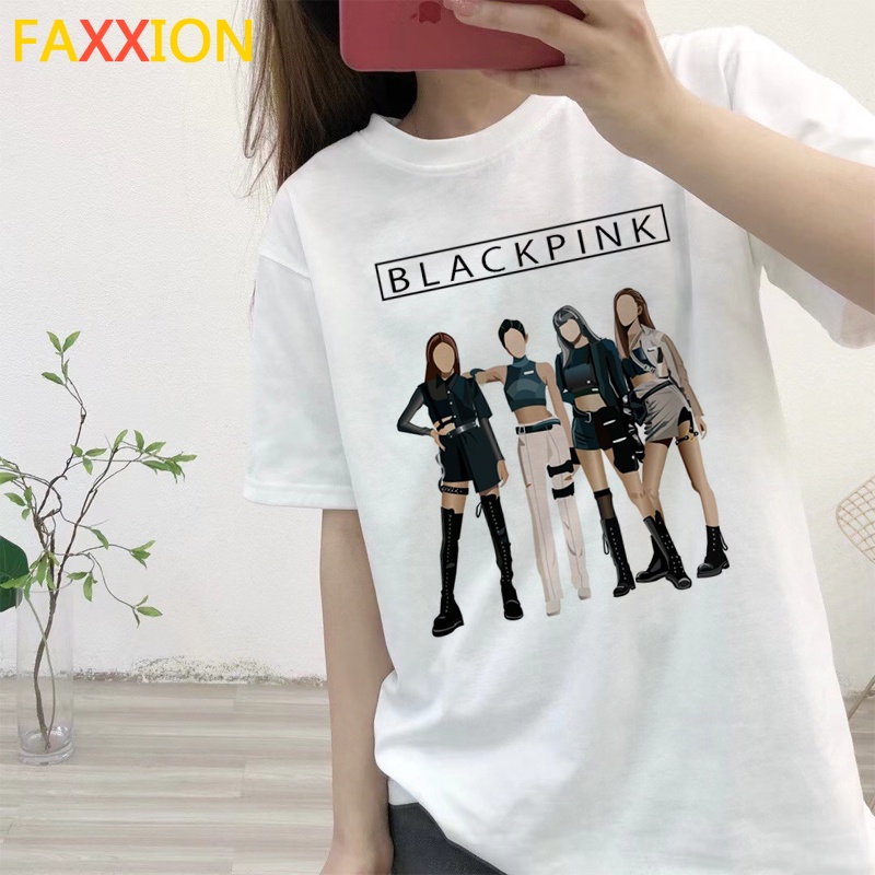 Moda Blackpink Lisa Rose Jisoo Jennie top tees Mujeres Japonesas