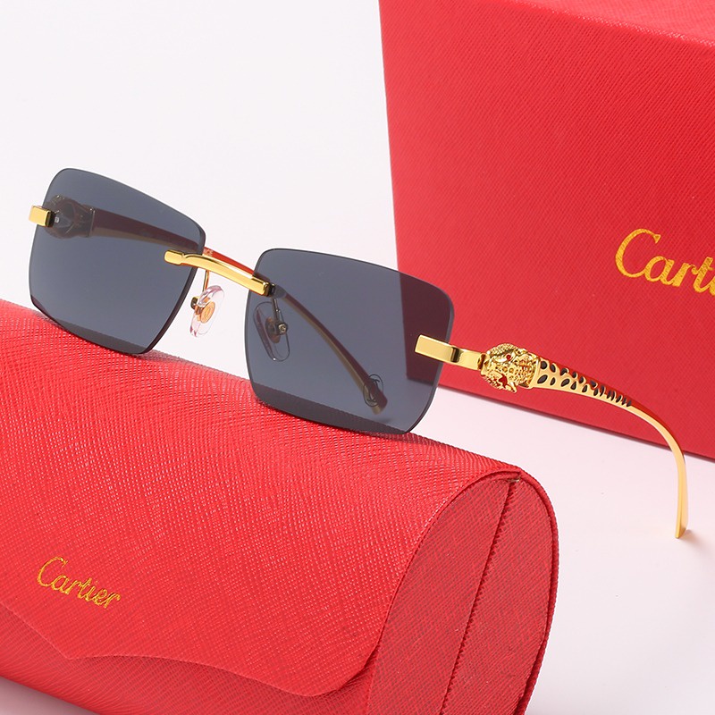 Cartier Gafas De Sol Marca Disenador Espejo De Mujer Protector Solar Retro Moda De Lujo Negro