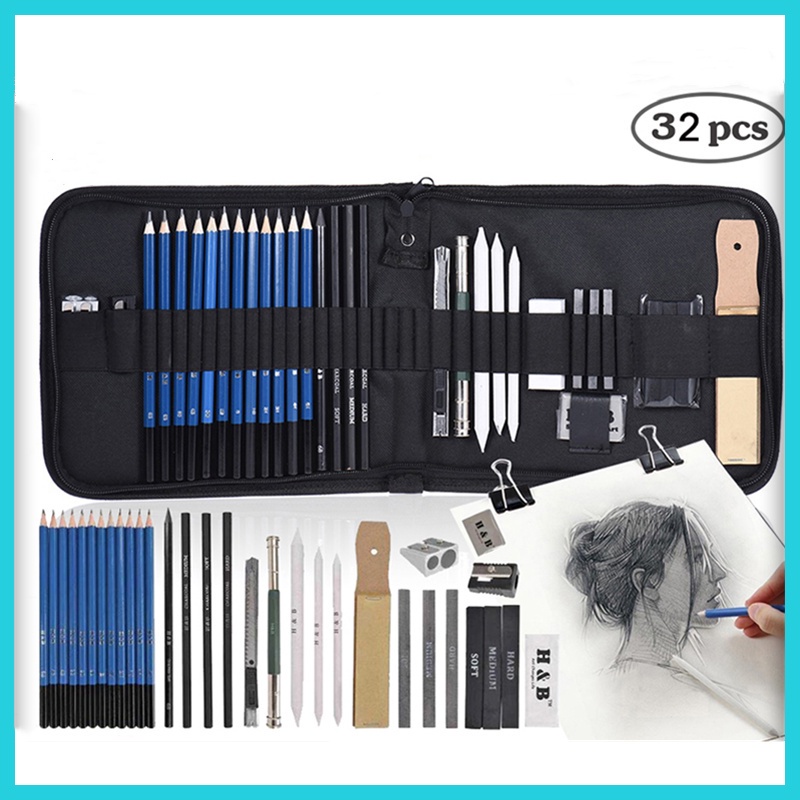 32pcs/Set Professional Drawing Sketch Pencil Kit Including Sketch