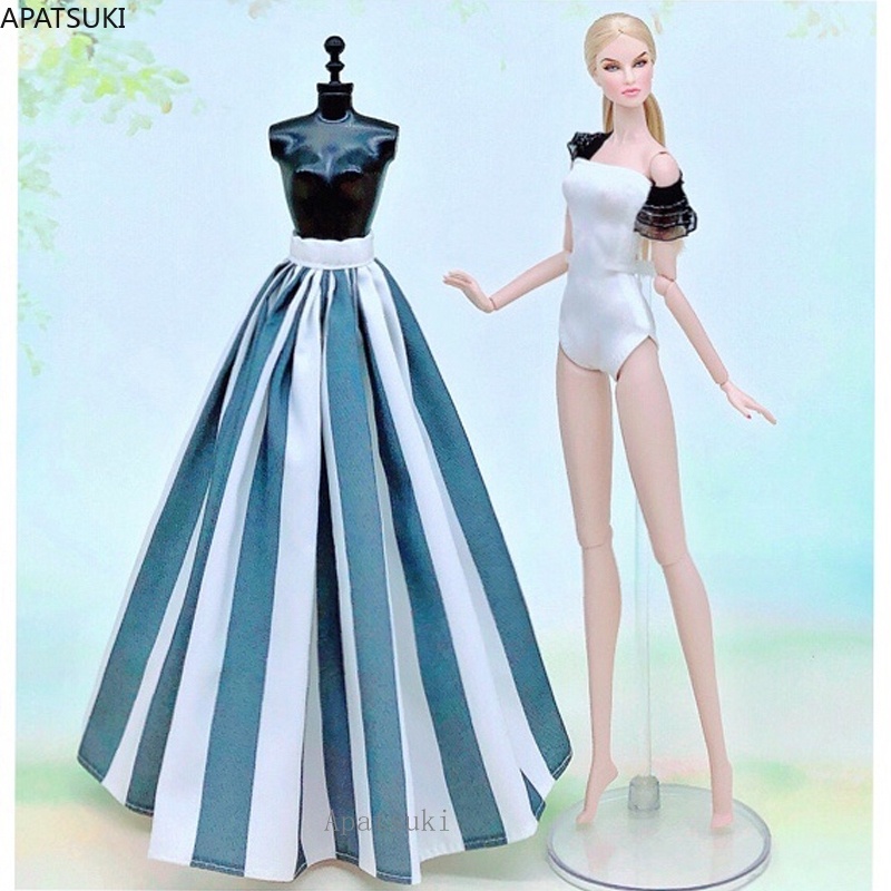 2 Unids set Blanco Trajes De Bano Ropa Interior Para Barbie Muneca Monokini Traje Y Falda De Rayas Vestido 1 6 Munecas Accesorios Juguetes Shopee Chile