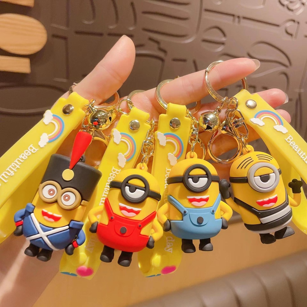 Neuheit Geschenk 3D Gummi Minions Despicable Me Schlüsselring