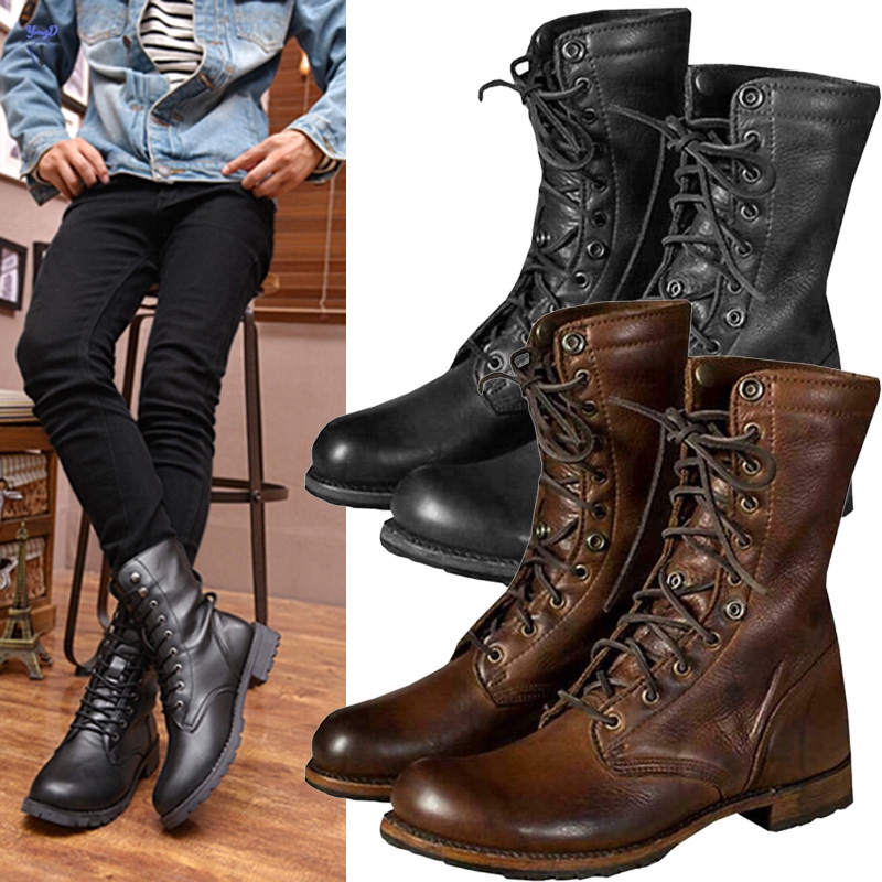 Botas De Cuero Hombre Moto