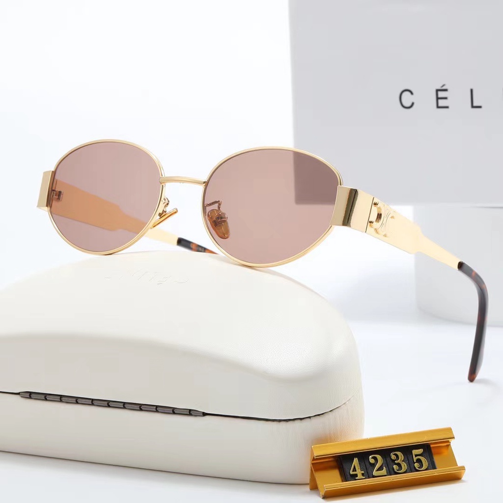 Lentes De Sol CELINE Oval Metal Frame Premium Luxury Fashion Outdoor Travel Para Hombres Y Mujeres 4235 Shopee Chile