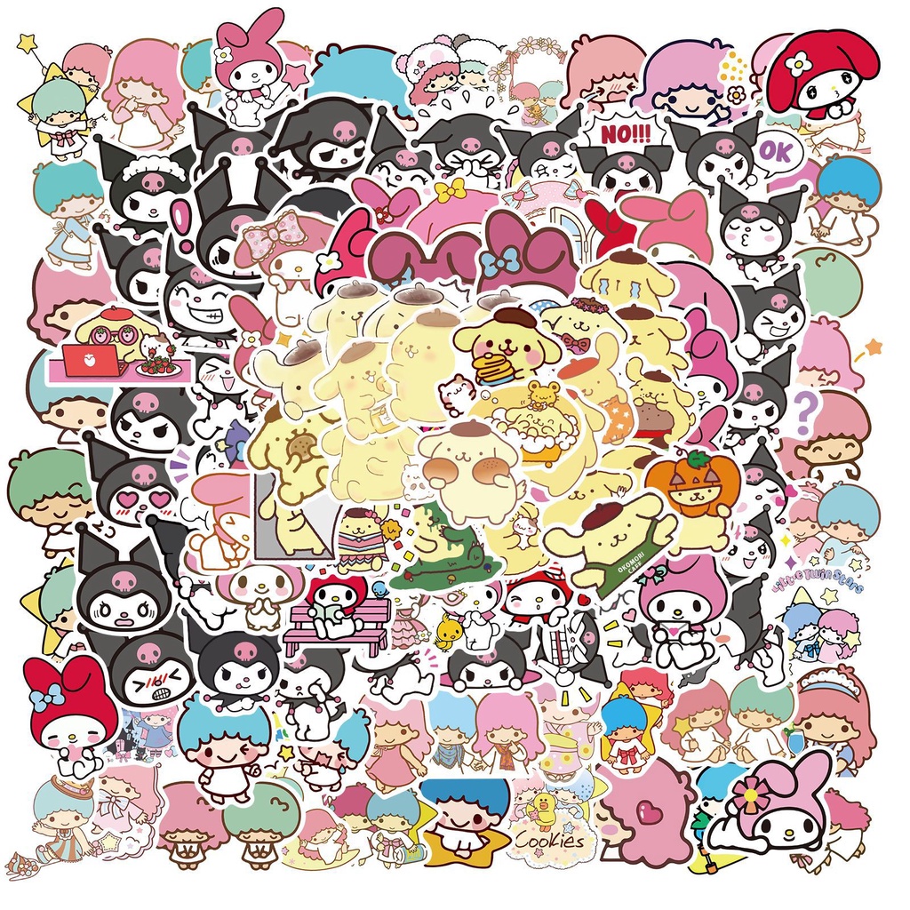 200/100/50PCS Nuevo Sanrio Stickers Hello Kitty Kuromi My Melody Lindas ...