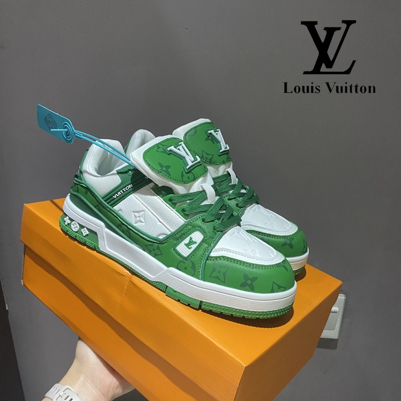 Louis Vuitton 100 % Original Hombres Y Mujeres Clásico Entrenador Colección  Moda Casual Zapatillas Blanco/Verde