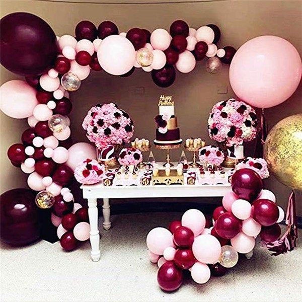Globos de feliz cumpleaños para mujer, kit de decoración de cumpleaños,  color oro rosa, borgoña, globos de papel de aluminio con letras,  suministros