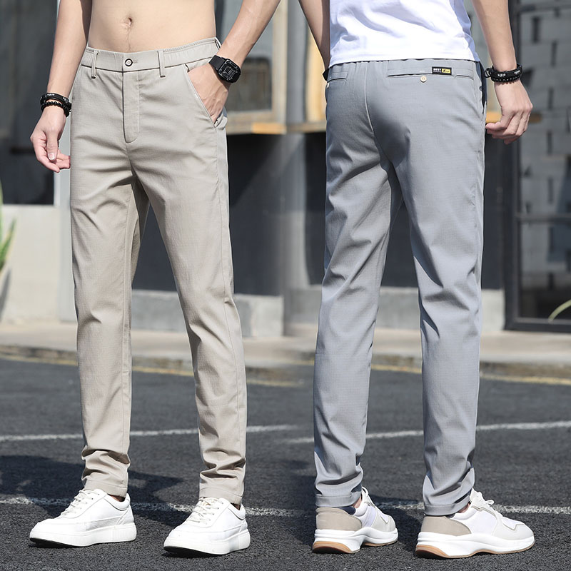 Pantalones Casuales De Verano Para Hombre Tela Delgada Ligera Gris