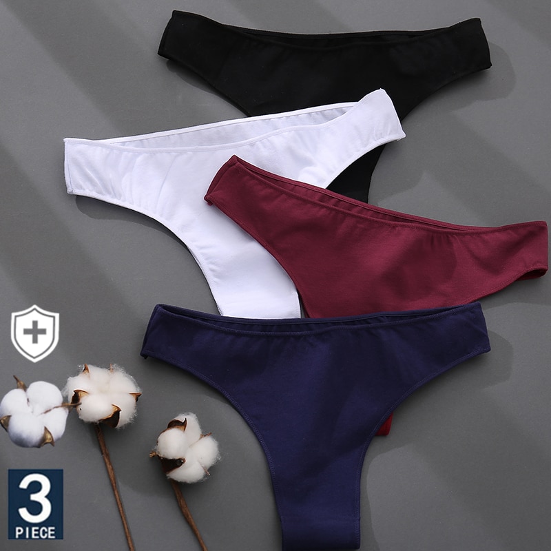 2 Unids/Set Algodón Tanga Ropa Interior De Mujer M-XXL Bikini Calzoncillos  Femme 7 Colores Transpirable Niñas Lencería Bragas