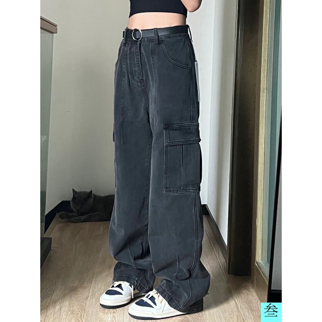 Mujer Azul Vintage Pierna Ancha Jeans Moda Holgada Cintura Alta Pantalones  Rectos High Street Mopping Pantalón Vaquero Nuevo Otoño