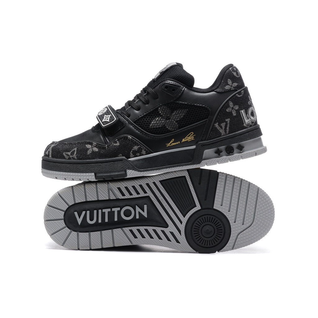 LOUIS VUITTON Trainer Denim Cuero De Vaca Zapatos De Los Hombres tenis Las  Mujeres Deportivos De Costura Baja Parte Superior De Moda Zapatillas 1A9ZBI  Blanco Negro