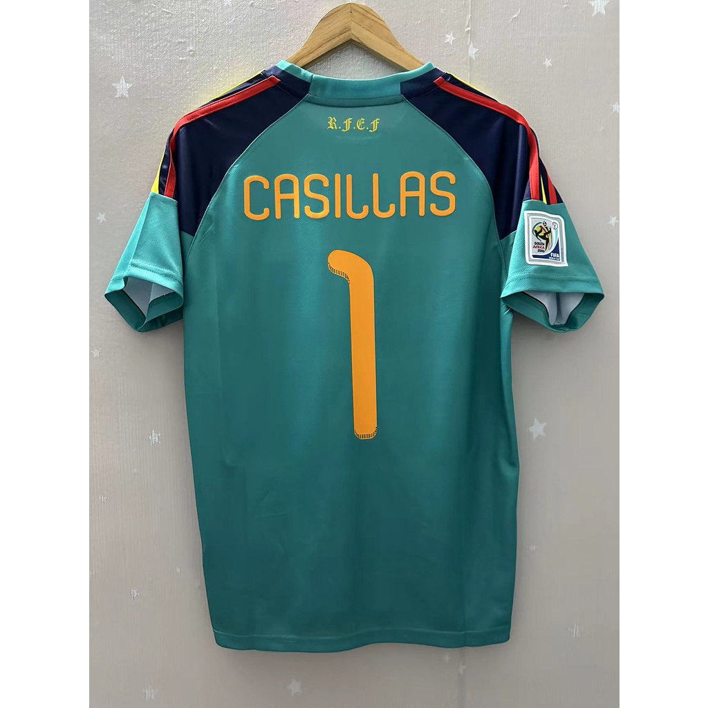España Retro jersey 2010 Copa Mundial Casillas portero camiseta de