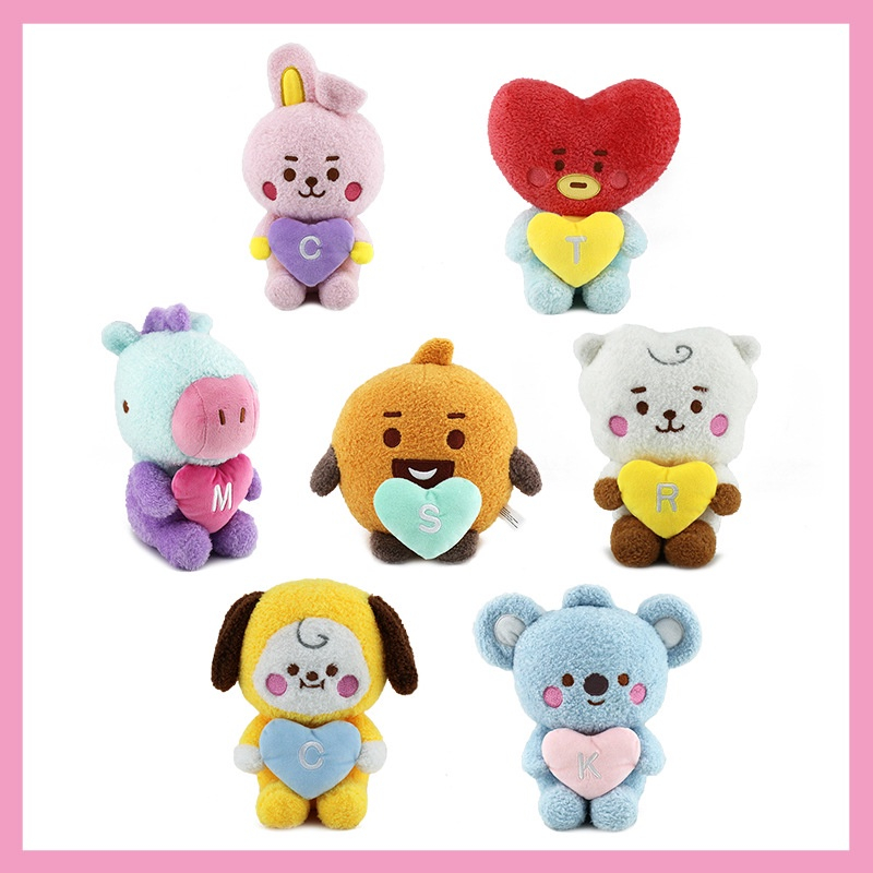 20cm Bt21 Bts Muñeca De Peluche Super Lindo Corazón Que Sostiene El