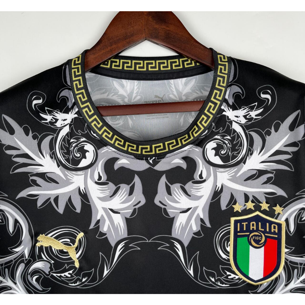 23/24 Italia Versace Camiseta De Fútbol Negra Edición Especial
