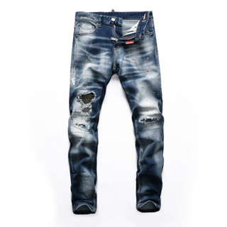 Pantalones de hombre Jeans casuales ajustados y jeans con tobillos  rasgados, cremallera, pantalones lápiz para hombre, ropa de calle hip-hop,  azul