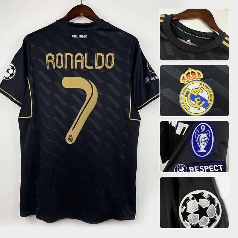 11-12real Madrid visitante camiseta negra réplica No. 7 Cristiano ...