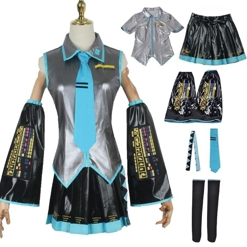 Vocaloid Miku Cosplay Peluca Disfraz Japón Midi Vestido Principiante ...