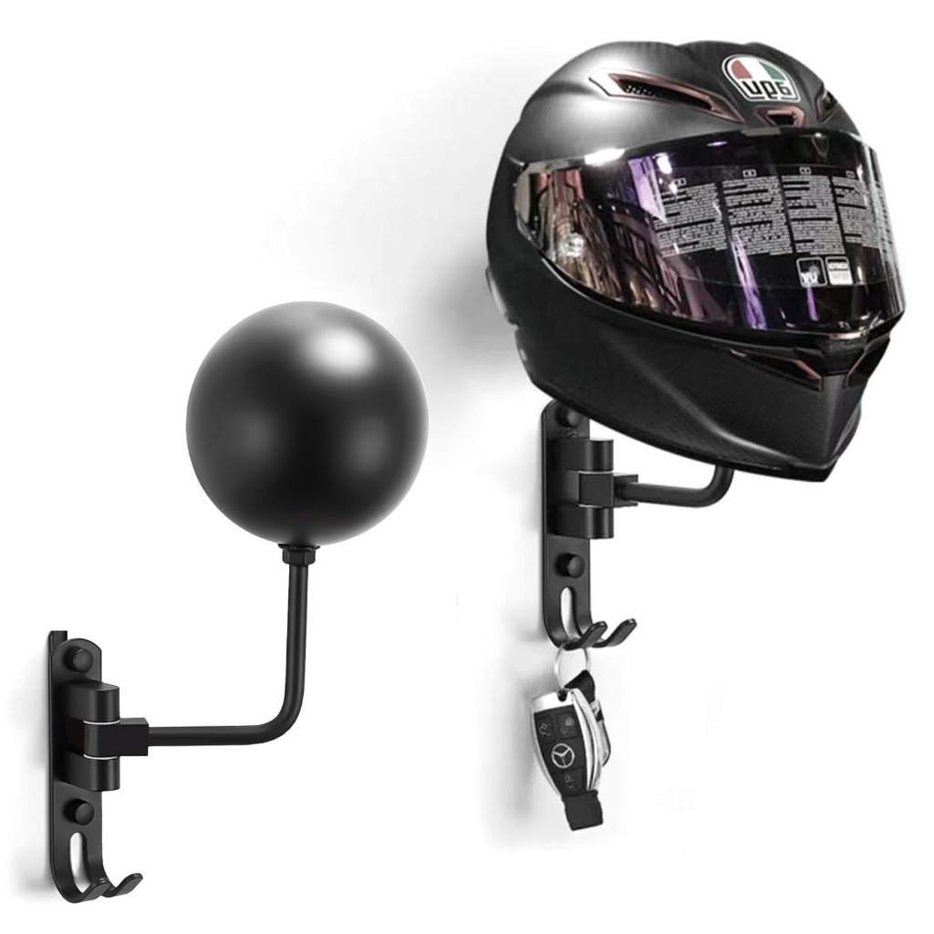 Soporte de pared para casco de motocicleta, soporte para casco y chaqueta,  soporte de exhibición de casco de pared, rotación de 180° con 2 ganchos